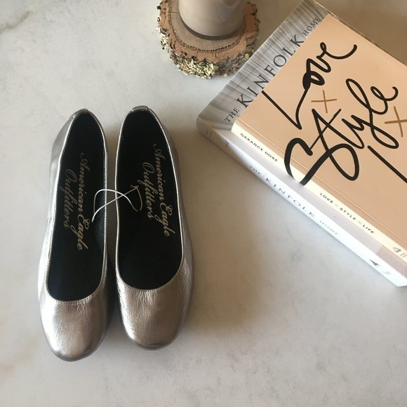 New! American Eagle Outfitters pewter ballet flats - Picture 2 of 6